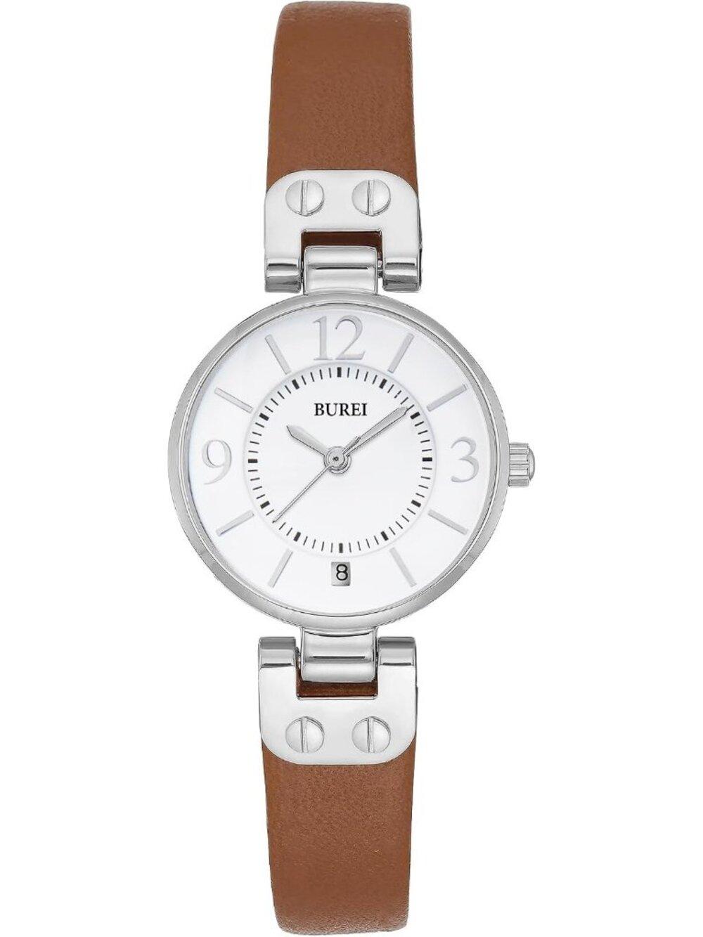 Women's Gold Brown Blue Elegant Dial with Leather Strap Minimalist Wrist Watch